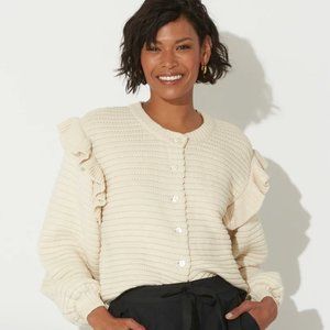Cleobella Cream Ruffle Cardigan